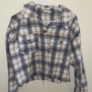 Cropped flannel jacket